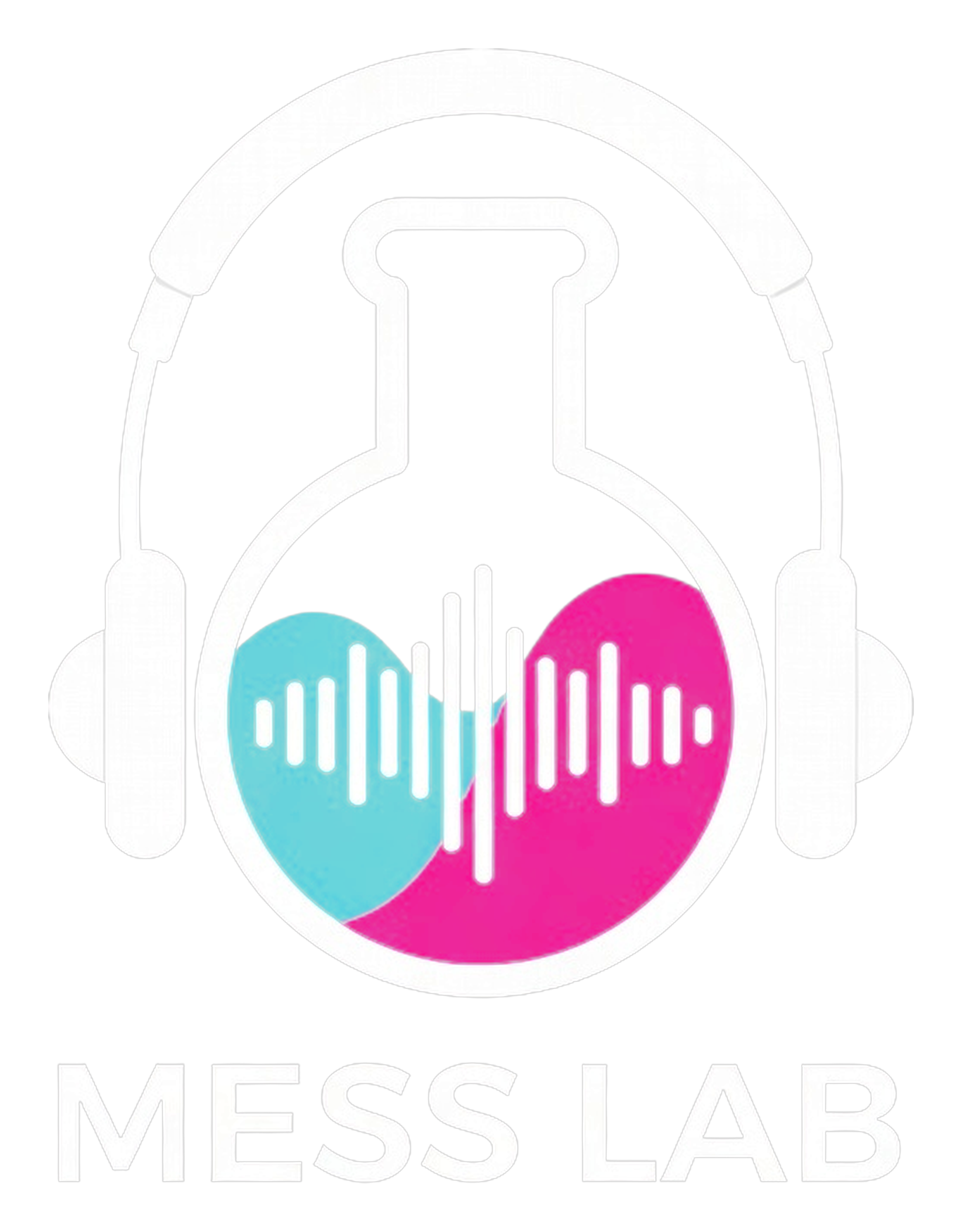 The Mess Lab logo: a headphone-wrapped laboratory flask filled with a waveform